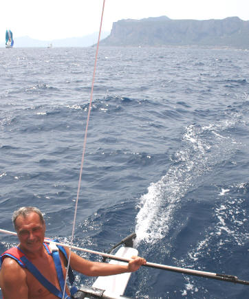 Pietro Grazzo, Procuratore Nazionale Antimafia sul catamarano a Mondello durante la partenza della regata Palermo Montecarlo 2006