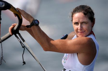 beijing_sensini_31.jpg - Windsurfer Alessandra Sensini from Italy taking part in the Beijing Olympic sailing competition off Qingdao.