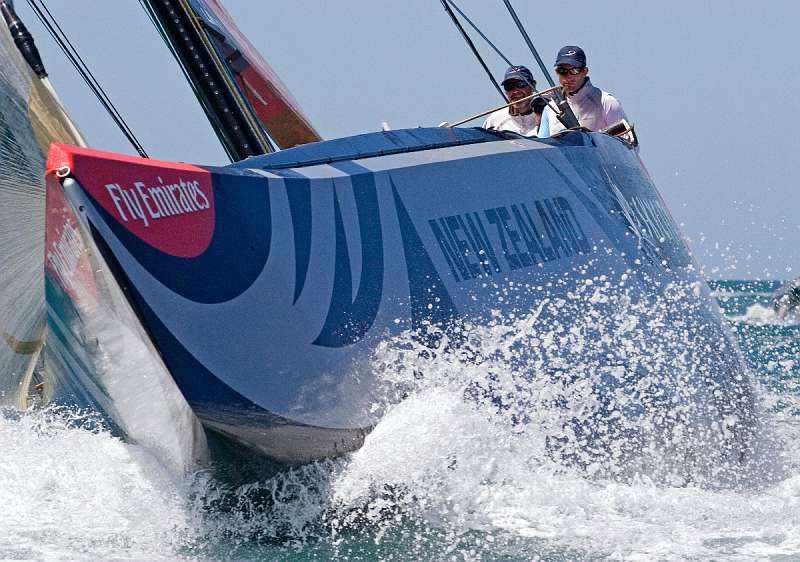 20090127-checco_bruni.jpg - Louis Vuitton Pacific Series 2009 Auckland, New Zealand.The team’s head out on the Hauraki Gulf to practice in a 12 knot SW breeze on Monday, Team Origin sailing an Emirates Team New Zealand boat beats to weather with Ben Ainslie at the helm. Credit line must read:BOB GRIESER Outsideimages.co.nzLouis Vuitton Pacific Series 2009 Auckland, New Zealand.The team’s head out on the Hauraki Gulf to practice in a 12 knot SW breeze on Monday, a public holiday in Auckland  Anniversary day. Credit line must read:BOB GRIESER Outsideimages.co.nz