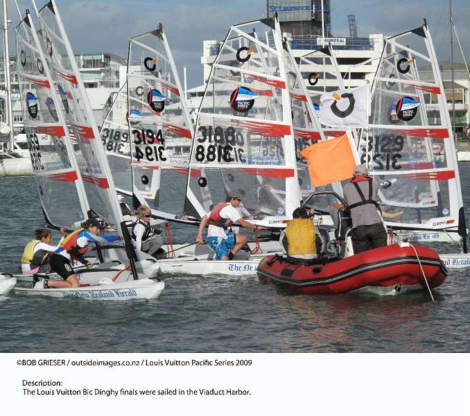 HD20090113-1053.jpg - Louis Vuitton Pacific Series 2009 Auckland, New Zealand.  The Louis Vuitton Bic Dinghy finals were sailed in the Viaduct Harbor.  Must Credit: Bob Grieser/Outsideimages.co.nzLouis Vuitton Pacific Series 2009 Auckland, New Zealand.  The Louis Vuitton Bic Dinghy finals were sailed in the Viaduct Harbor.  Must Credit: Bob Grieser/Outsideimages.co.nz